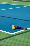 Fototapeta  - Pickleball Court with Paddle and Ball