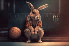 Rabbit In A Basketball Player Outfit Generative AI