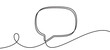© blankstock - Continuous one line drawing of speech bubble. Single line chat background. Talk text box, feedback message box and comment banner. Hand drawn speech bubble. One continuous line vector