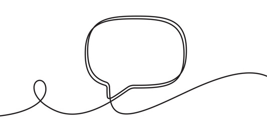continuous one line drawing of speech bubble. single line chat background. talk text box, feedback m