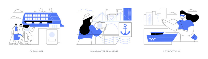 Sticker - Passenger marine transportation abstract concept vector illustrations.