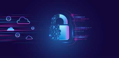 Fototapete - Hi-tech various background. Cyber security for business and internet projects. Vector illustration of data security services. Data protection, privacy, and internet security concept