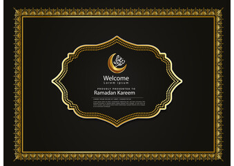 Wall Mural - welcome ramadan background design with frame border gold