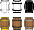 © ATerra - Wood Barrel Clipart Set - Outline, Silhouette & Color