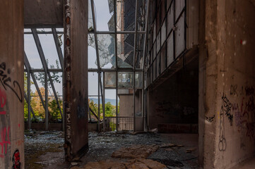 Wall Mural - Old destroyed unfinished hospital in the Croatian capital Zagreb in Europe