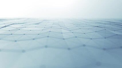 Wall Mural - White Ground Plexus Digital Fx Background/ 4k animation of an abstract technology wallpaper background of white moving plexus lines and dots slowly flowing with depth of field