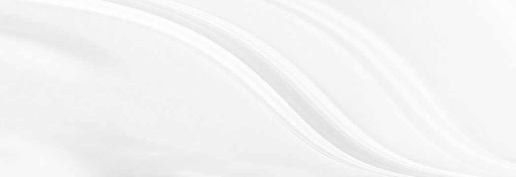 Fototapete - White gray satin texture that is white silver fabric silk panorama background with beautiful soft blur pattern natural.