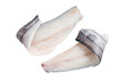 Two raw haddock fish fillets on kitchen table. Isolated, transparent background