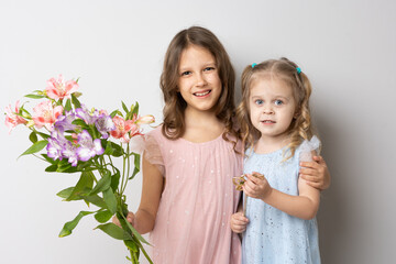 Wall Mural - baby girl with flowers