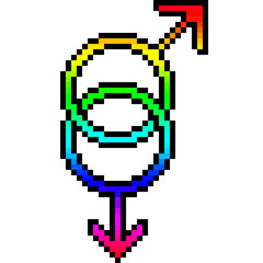 Poster - pixel art rainbow gender symbol