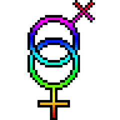 Poster - pixel art rainbow gender symbol