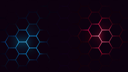 Poster - dark neon hexagon sport and gaming background