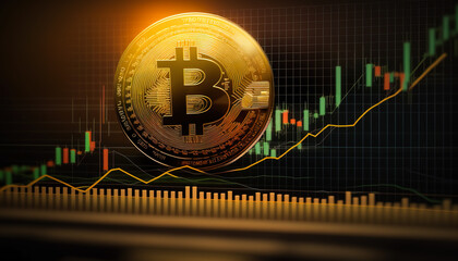 Wall Mural - Bitcoin is on the rise! Watch as the graph steadily climbs higher and higher - ai generated