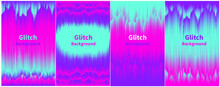 Glitch Blurred Colorful Bright Distorted Gradient Lines Poster Set