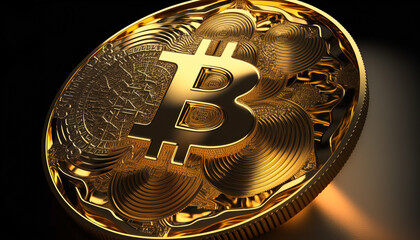 Wall Mural - Bitcoin on the rise! A stunning shot of BTC's skyrocketing growth captured on a striking background - ai generated