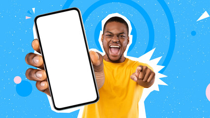 Poster - Emotional black guy recommending nice online deal, mockup