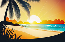 Art Beautiful Sunrise Over The Tropical Beach - Post-processed Generative AI