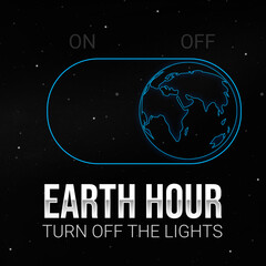 Poster - Earth hour background with light turning off button and typography. Turning off the lights concept wallpaper