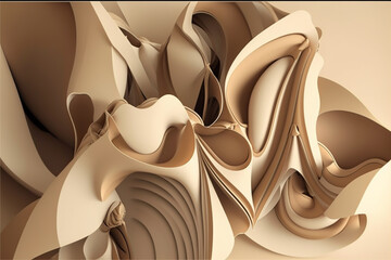 Wall Mural - Beige Abstract Futuristic fluid figure Background, one colour concept, generative ai