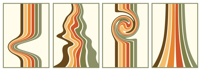 Poster - retro vintage 70s style stripes background poster lines. shapes vector design graphic 1970s retro ba