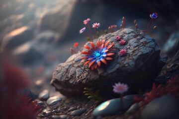 coral reef flower in aquarium on a rock landscape art