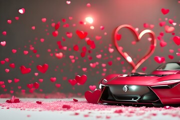 ValentineS Day Design. Valentine Day Concept. Romantic Background. 3D Design. Generative AI