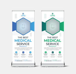 Wall Mural - Medical health care roll up banner design,  Professional stand banner template