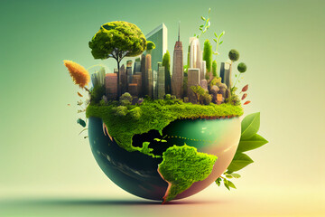 City and garden, save the planet and energy concept.generative ai