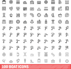 Poster - 100 boat icons set. outline illustration of 100 boat icons vector set isolated on white background