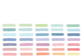 Fototapeta Dinusie - Different colorful pastel colors grunge, ink paint brush strokes bundle. Artistic design elements, grungy background vector illustration set
