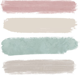 Wall Mural - Collection of different colorful watercolor paint brush strokes in pastel colors. Artistic design elements, grungy background vector illustration