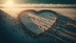 © Neuroshock - Huge crowd of people forming a heart on the beach created with generative AI technology