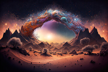 Wall Mural - Shining Spectacle: A Magical Illustration of Cosmic Dust Generative AI