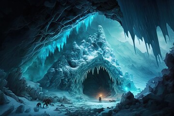Wall Mural - The Ancient Glacial Caverns of Frozen Immortality Generative AI