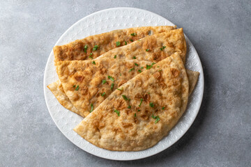 Wall Mural - Traditional fried D pastry from Turkish cuisine. Turkish name; D borek or Ci borek