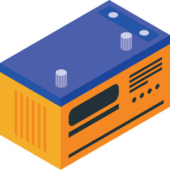 Sticker - New car battery icon isometric vector. Full energy. Mobile charger