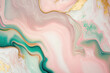 Pink, green and gold marble background. Liquid marble texture. Pastel marble wallpaper.