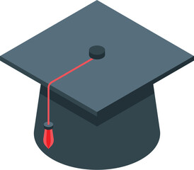 Sticker - Academy hat icon isometric vector. Diploma graduate. Student degree