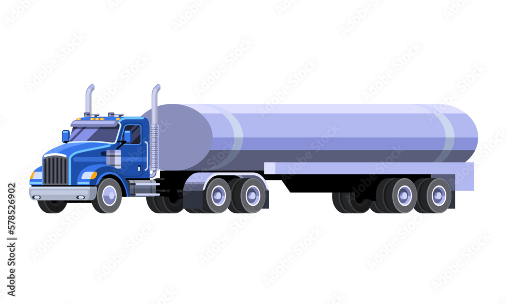 Abstract modern fuel truck front side view. Semi trailer vehicle ...