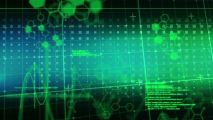 Poster - Animation of chemical structures and data processing squared shaped gradient design background