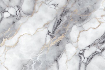 White marble with gold and grey veins surface abstract background. Decorative acrylic paint pouring rock marble texture. Horizontal natural grey and gold abstract pattern.