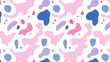 絵の具やペンキが飛び散る液体パターンの背景イラスト（ピンク＆青色）