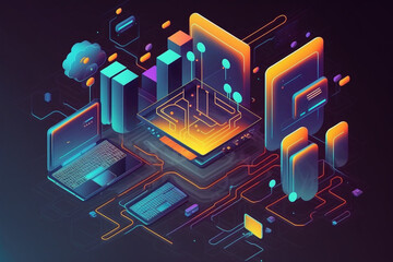 Poster - abstract technology background illustration,  Generative AI