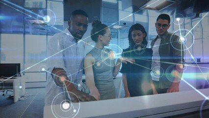 Poster - Animation of network with connections over diverse business people