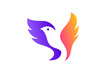 Negative Space Flying Bird Logo