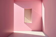 empty pink room with graphic shadows and wall enclave, made with generative ai