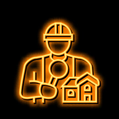 Wall Mural - home inspector neon glow icon illustration