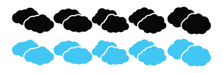 Sticker - cloud icon set. blue cloud icon, weather and cumulus icon sign symbol collection, vector illustration