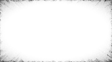 Poster - Halftone radial texture. Comic style grain background. Pop art faded textured frame. Grunge sand speckles effect. Dotted particles print wallpaper. Pixelated gradient vector backdrop 