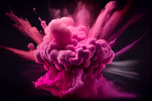 Pink Explosion On A Black Background,generative Ai